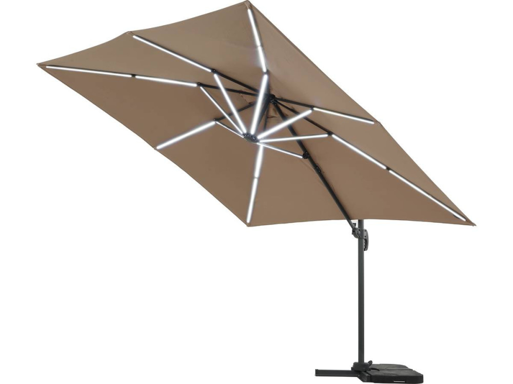 Alu garden parasol with LED lights "Sun 4 Luxury" - Rectangular - 3 x 4 m - Taupe colour