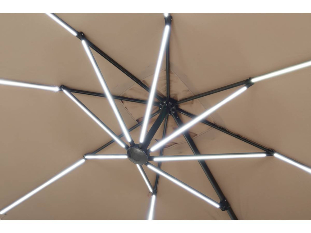 Alu garden parasol with LED lights "Sun 4 Luxury" - Rectangular - 3 x 4 m - Taupe colour