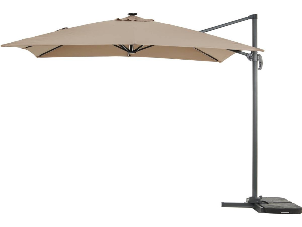 Alu garden parasol with LED lights "Sun 4 Luxury" - Rectangular - 3 x 4 m - Taupe colour