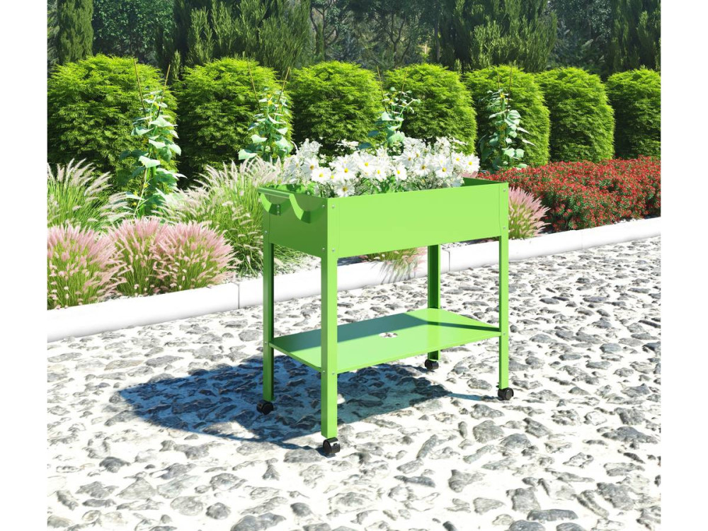 Raised planter box made of metal "Hibiscus" - 82 x 43 x 83 cm - Green