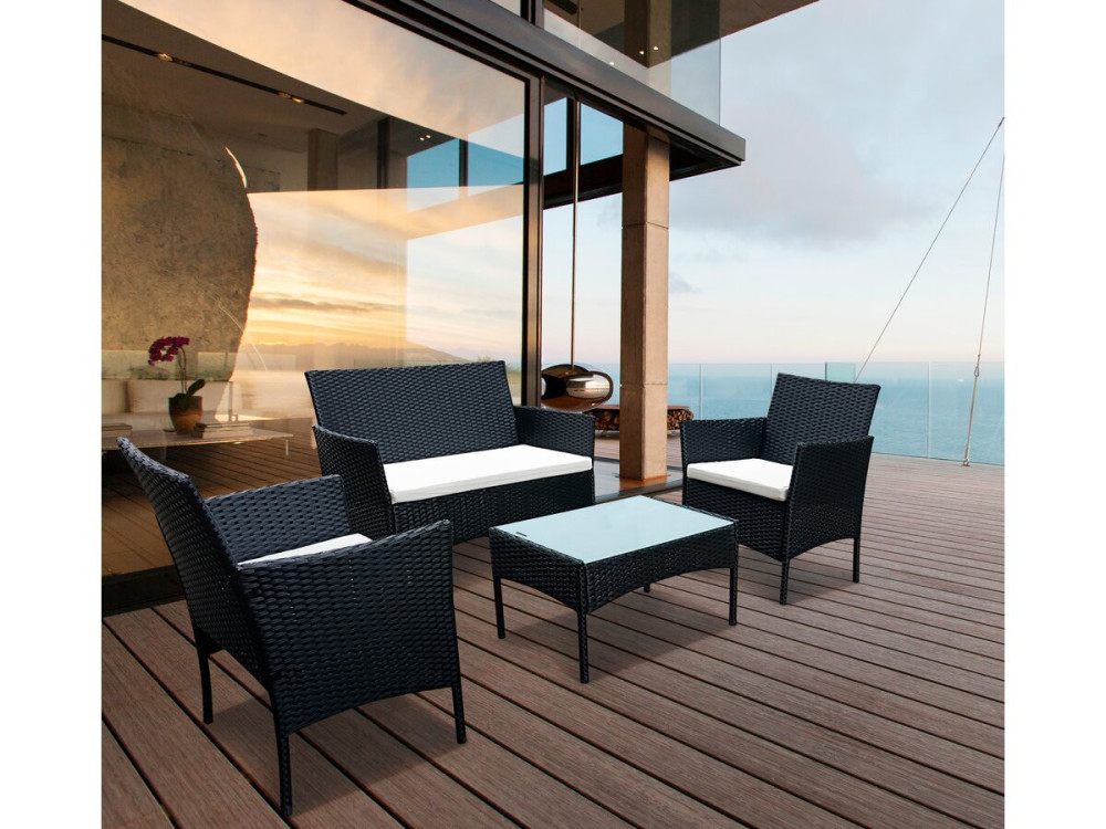 Toronto 4-seater low resin garden furniture - Black