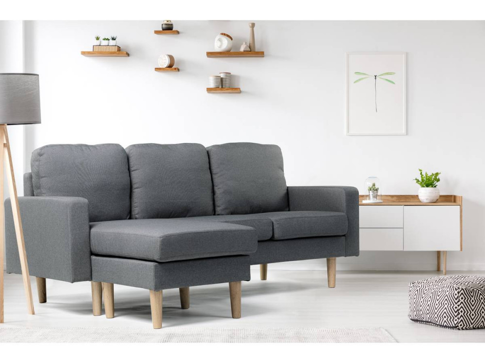 Reversible corner sofa "Gabby" in fabric - 3 seats - Grey