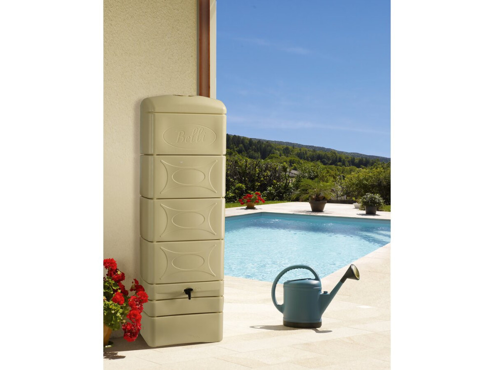 300 L wall-mounted water collector with "Malang" niche connection kit - Beige