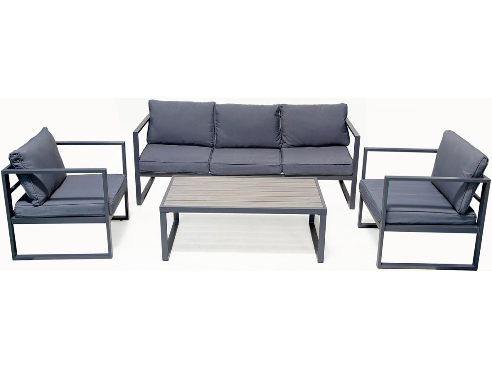 Adela aluminum garden furniture - 5 places - Grey