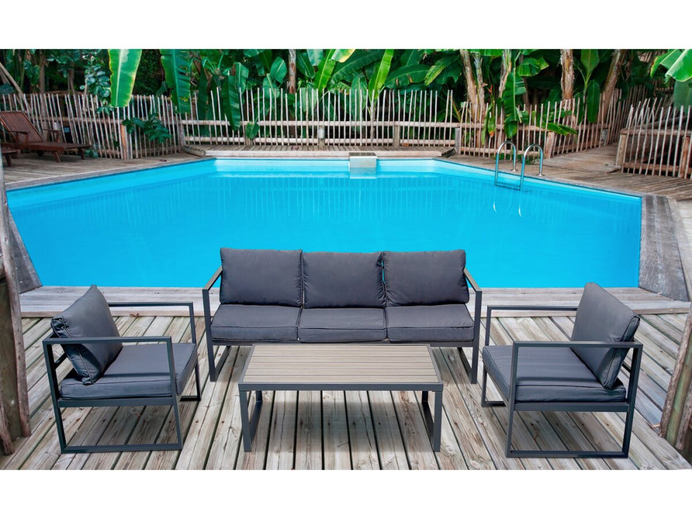 Adela aluminum garden furniture - 5 places - Grey