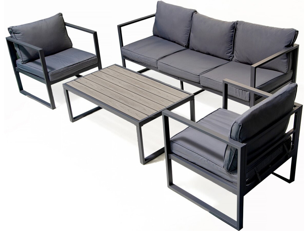 Adela aluminum garden furniture - 5 places - Grey