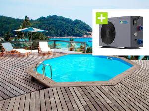 Piscine bois "Venecia" - 5.80 x 1.31 m + Heat pump - Power 6.1 kW