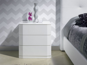 Perle bedside table with 3 drawers - 54 x 42 x 57 cm - White color
