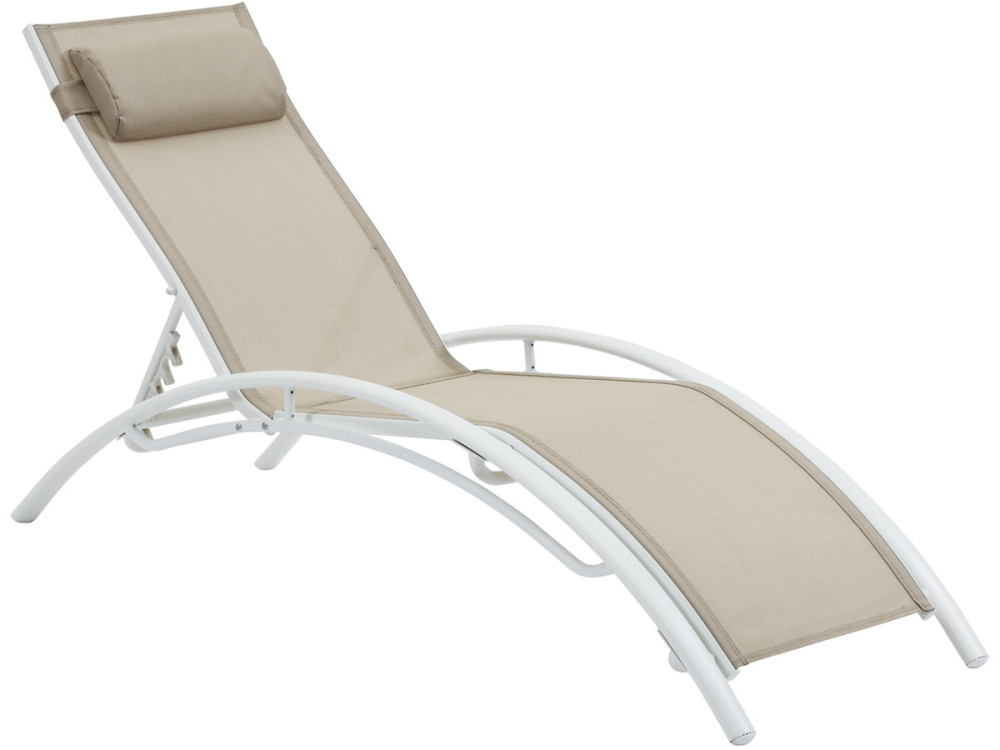 Set of 2 Aluminium Sun Bathing Lounge - Beauty - "Phoenix" - Beige