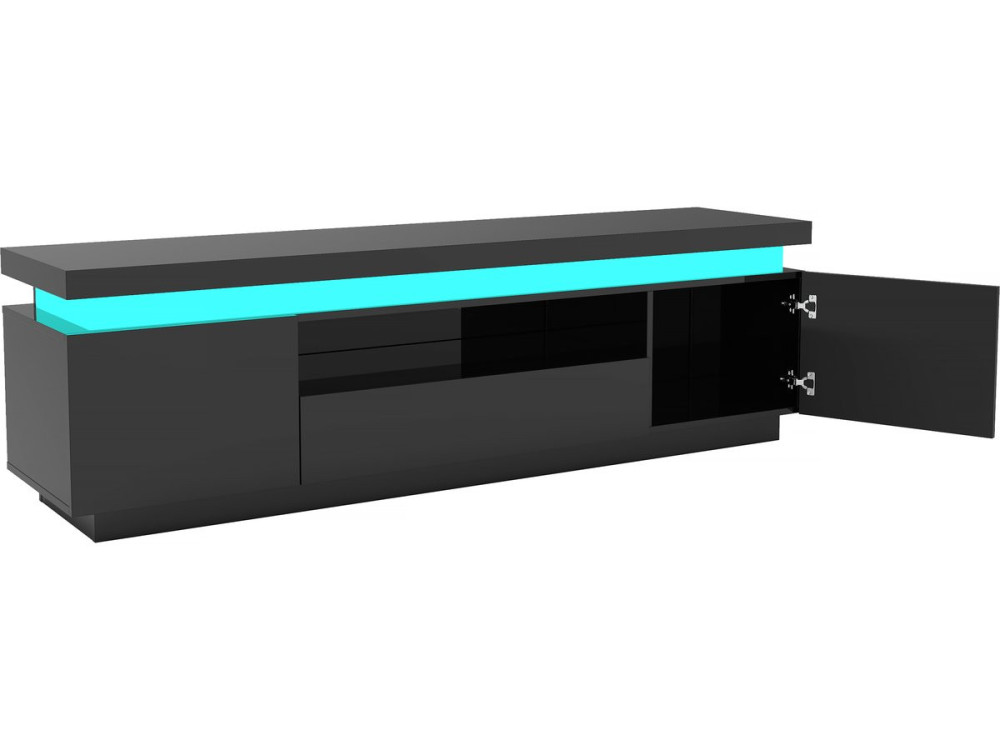 Ruth lacquered LED TV cabinet - 165 x 40 x 49 cm - Black