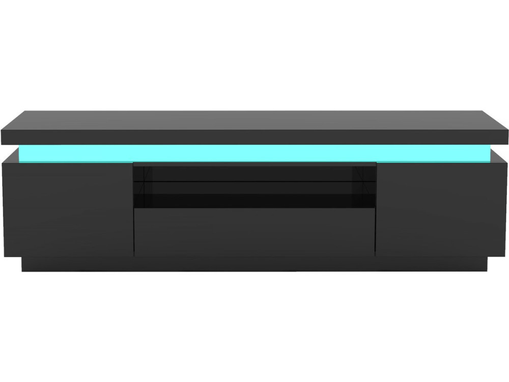 Ruth lacquered LED TV cabinet - 165 x 40 x 49 cm - Black