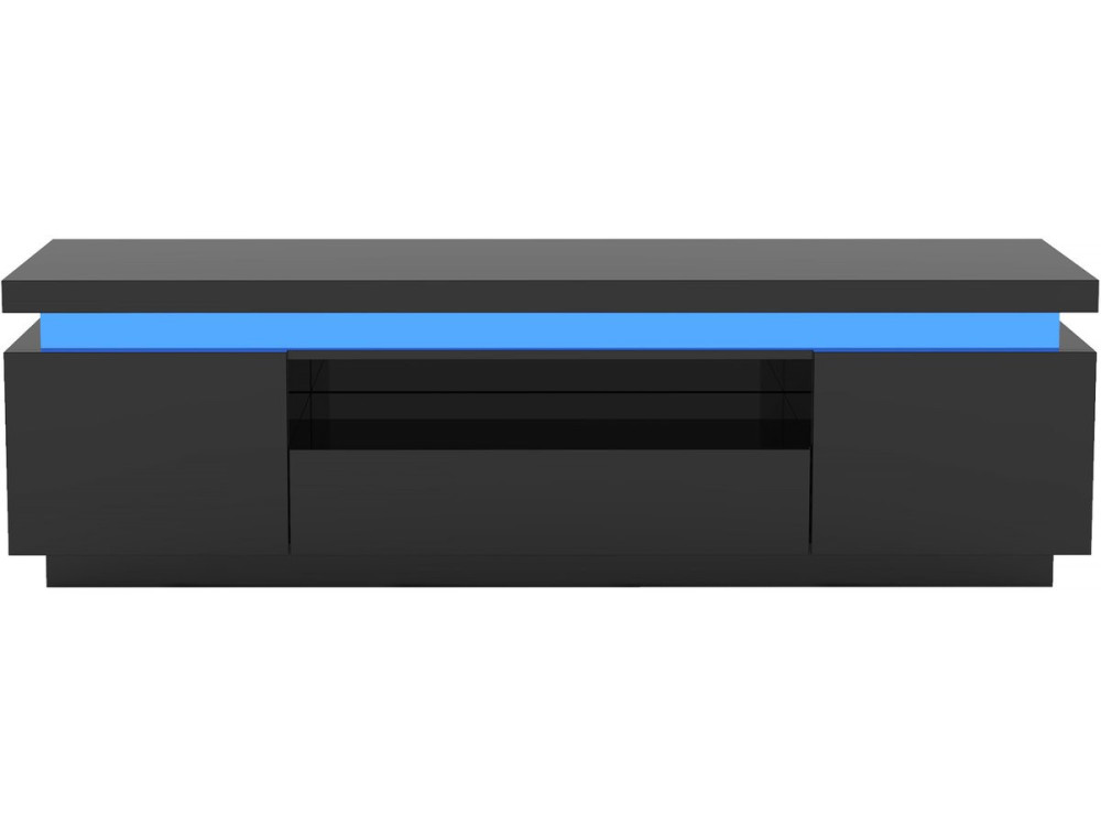 Ruth lacquered LED TV cabinet - 165 x 40 x 49 cm - Black