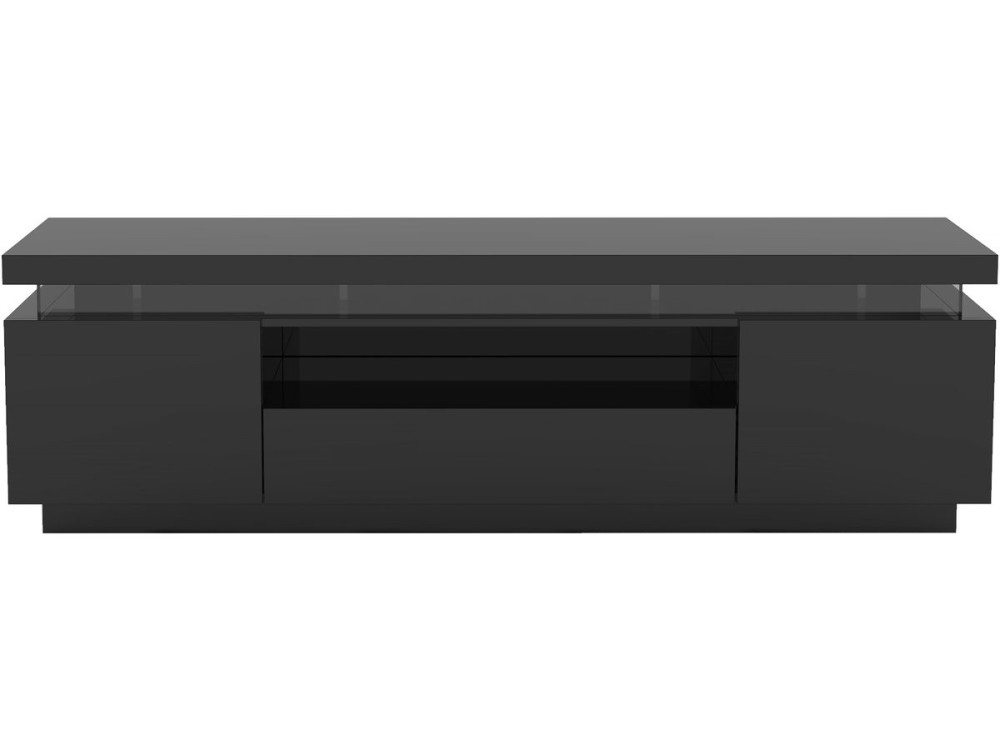 Ruth lacquered LED TV cabinet - 165 x 40 x 49 cm - Black
