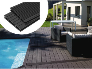 15 m² Pack of composite WPC terrace decking tiles - Grey