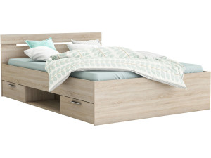 "Michigan" bed - 160 x 200 cm - Brushed Oak