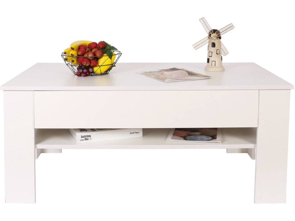 Joy rectangular drawer coffee table - White