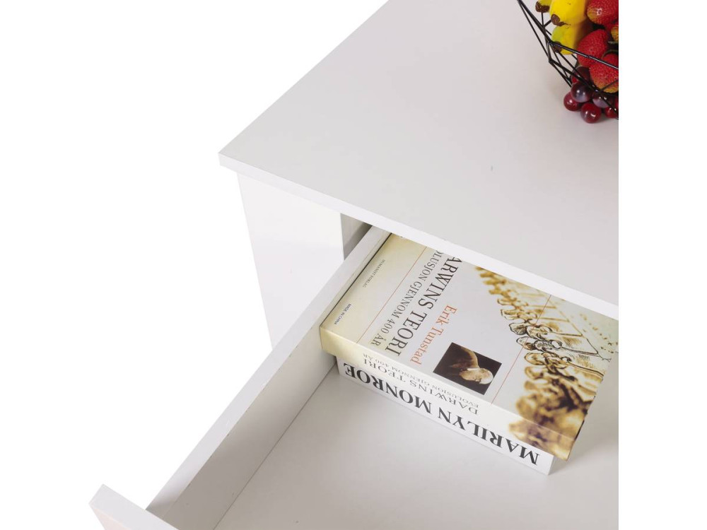 Joy rectangular drawer coffee table - White