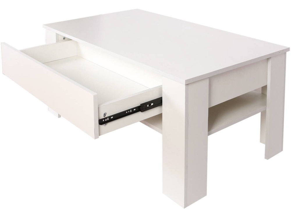 Joy rectangular drawer coffee table - White