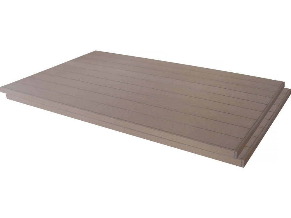 Set of 3 solid composite decking boards - Length: 2.4m - 1 m2 - Brown