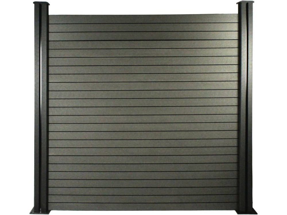 Set of 6 composite fence slats - L160 cm x W25.8 cm x th. 2 cm - Slate