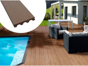 5 m² Pack of composite WPC/BPC terrace decking tiles - Chestnut brown