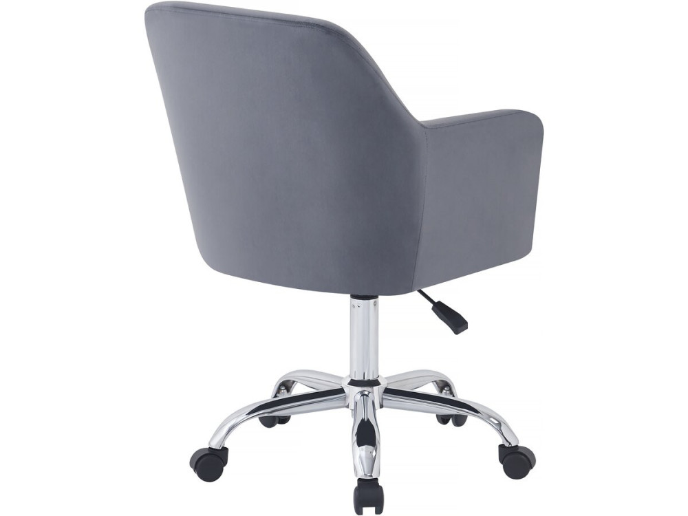 Ophélie Adjustable Velvet Office Chair - Grey