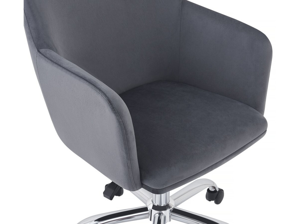 Ophélie Adjustable Velvet Office Chair - Grey