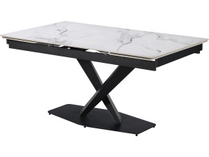Silence" extendable ceramic dining table for 6 to 10 people - Grey marbled white