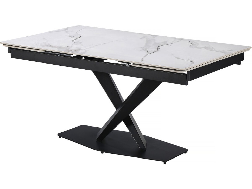 Silence" extendable ceramic dining table for 6 to 10 people - Grey marbled white