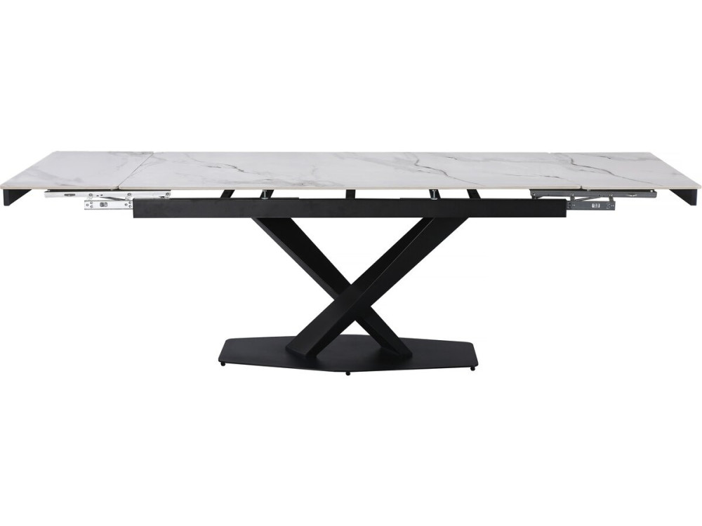 Silence" extendable ceramic dining table for 6 to 10 people - Grey marbled white