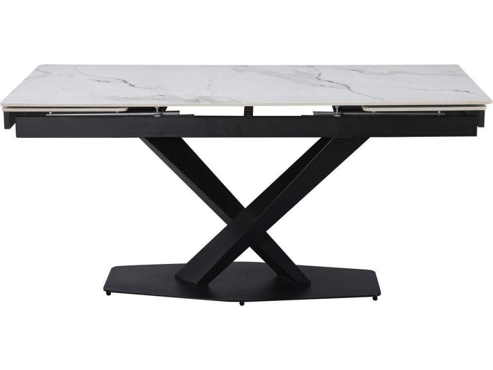 Silence" extendable ceramic dining table for 6 to 10 people - Grey marbled white