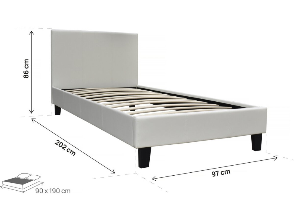 Bed "Lina"  90 x 190cm - Beige