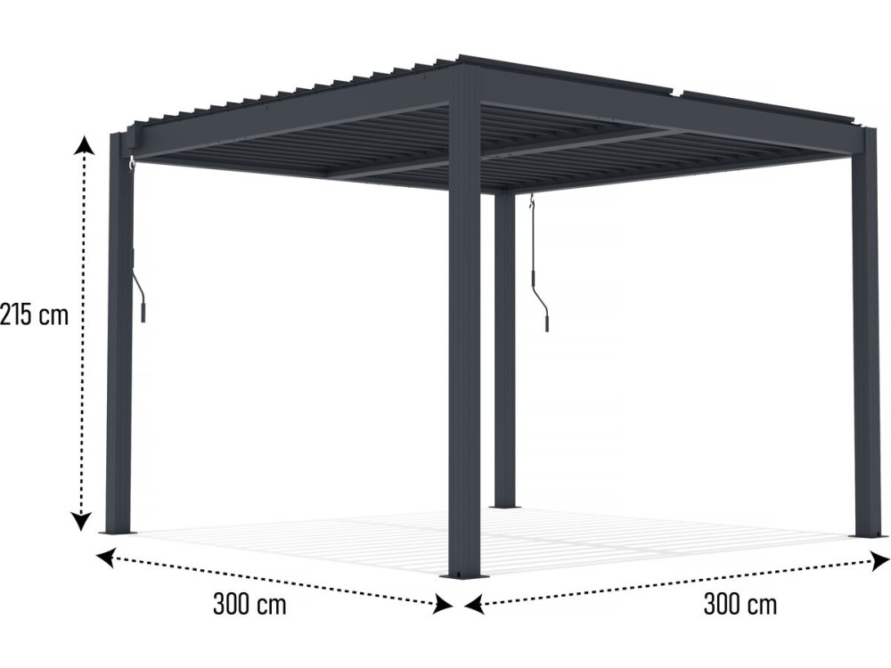 Bioclimatic pergola with LED in aluminum "Windsor" 3 x 3 - Gray