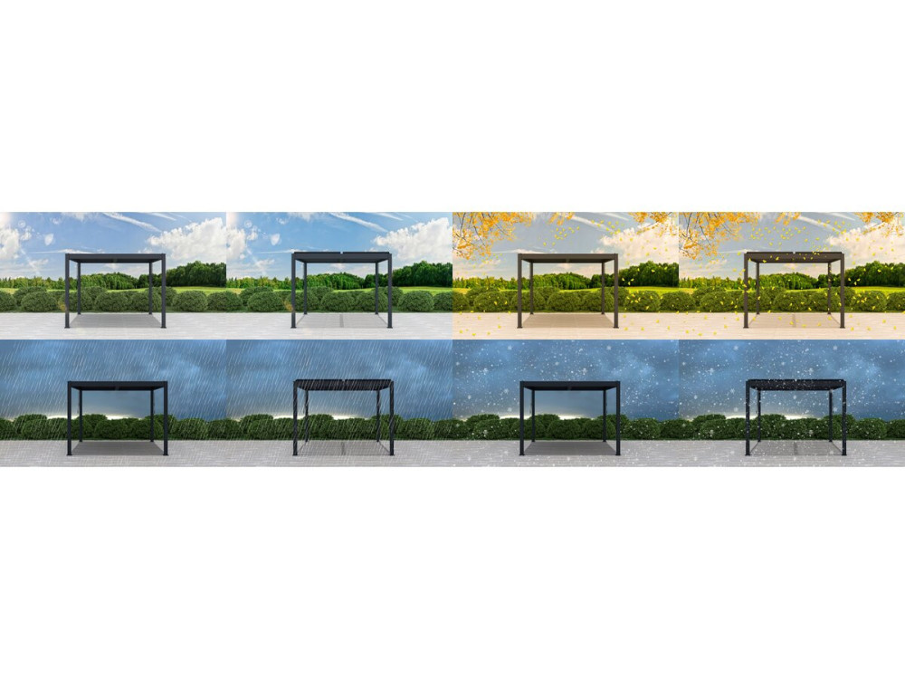 Bioclimatic pergola with LED in aluminum "Windsor" 3 x 3 - Gray