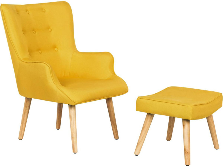 Scandinavian style armchair made of fabric "Odense"  - Yellow