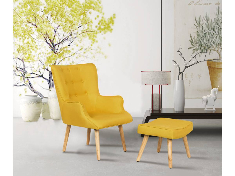 Scandinavian style armchair made of fabric "Odense"  - Yellow