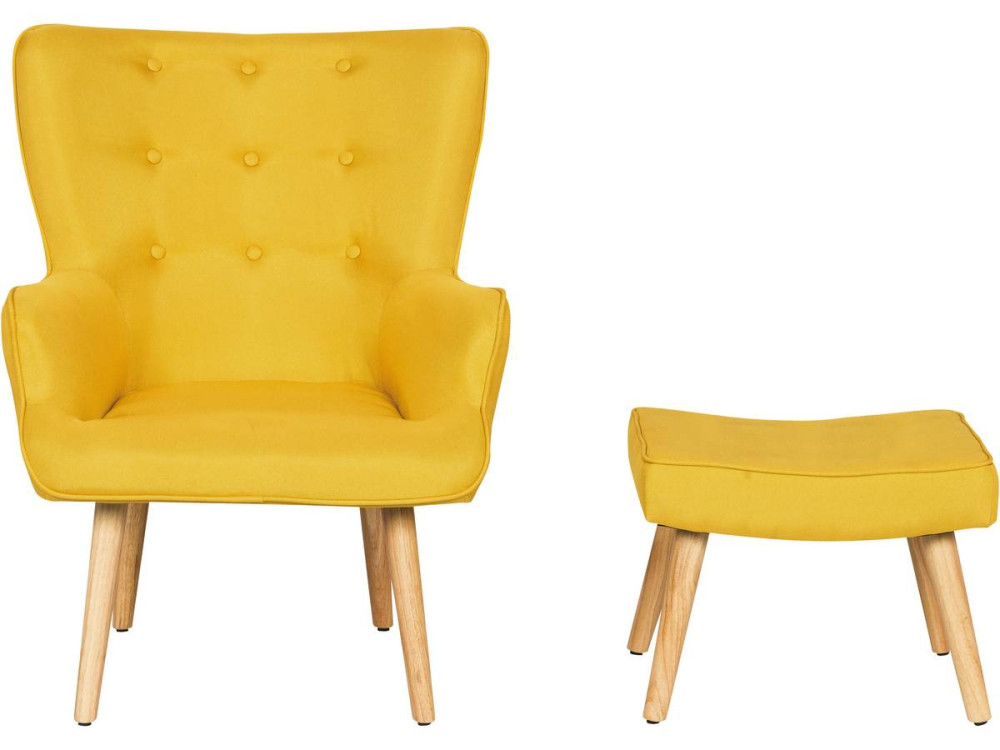 Scandinavian style armchair made of fabric "Odense"  - Yellow