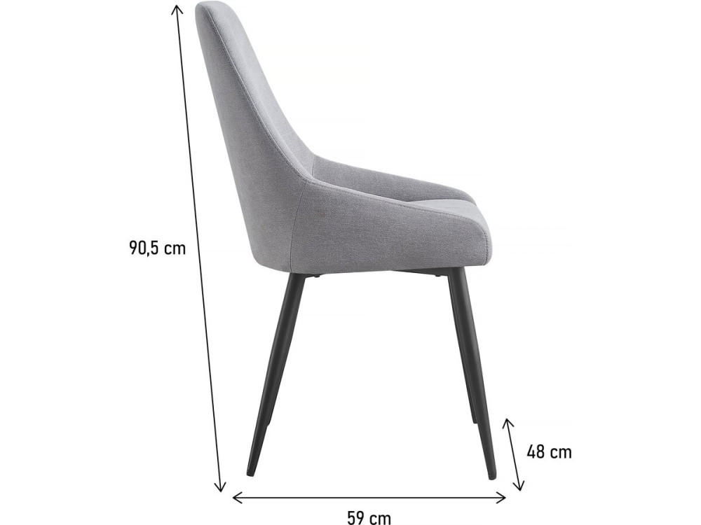 Set of 2 "Lyne" fabric chairs - Grey