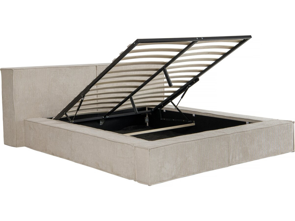 Courchevel corduroy storage bed - 140 x 190 cm - Beige