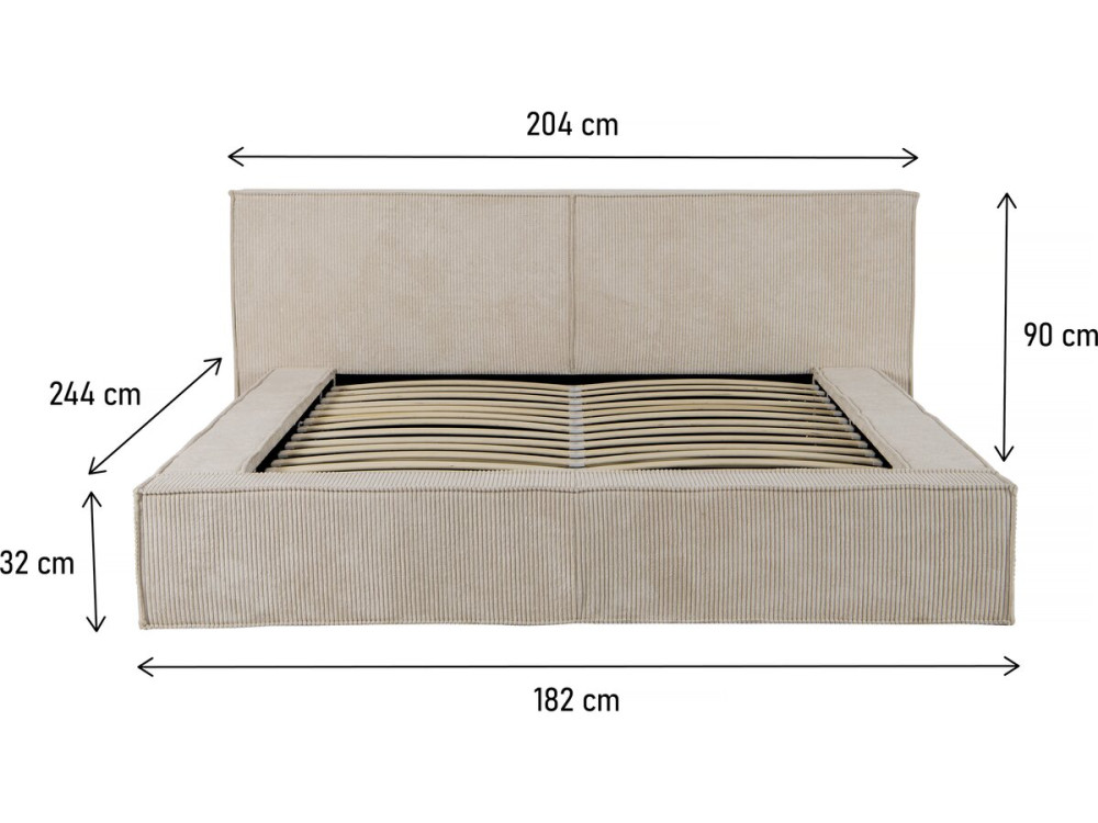Courchevel corduroy storage bed - 140 x 190 cm - Beige