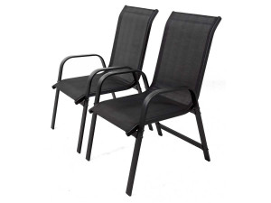 Garden Armchair Aluminium /Textelene "Porto" - Phoenix -Black- 2 sets