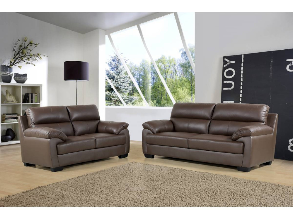 Leather / PVC "Cardiff" sofa - 2 seater - Chocolate