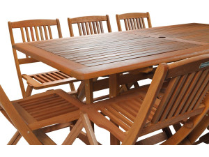 Exotic wood garden furniture "Hongkong 8" - Folding table + 8 folding chairs 2