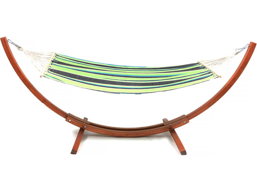 Coton fabric hammock with a wooden frame "Dallas" - 3m - Mixed green