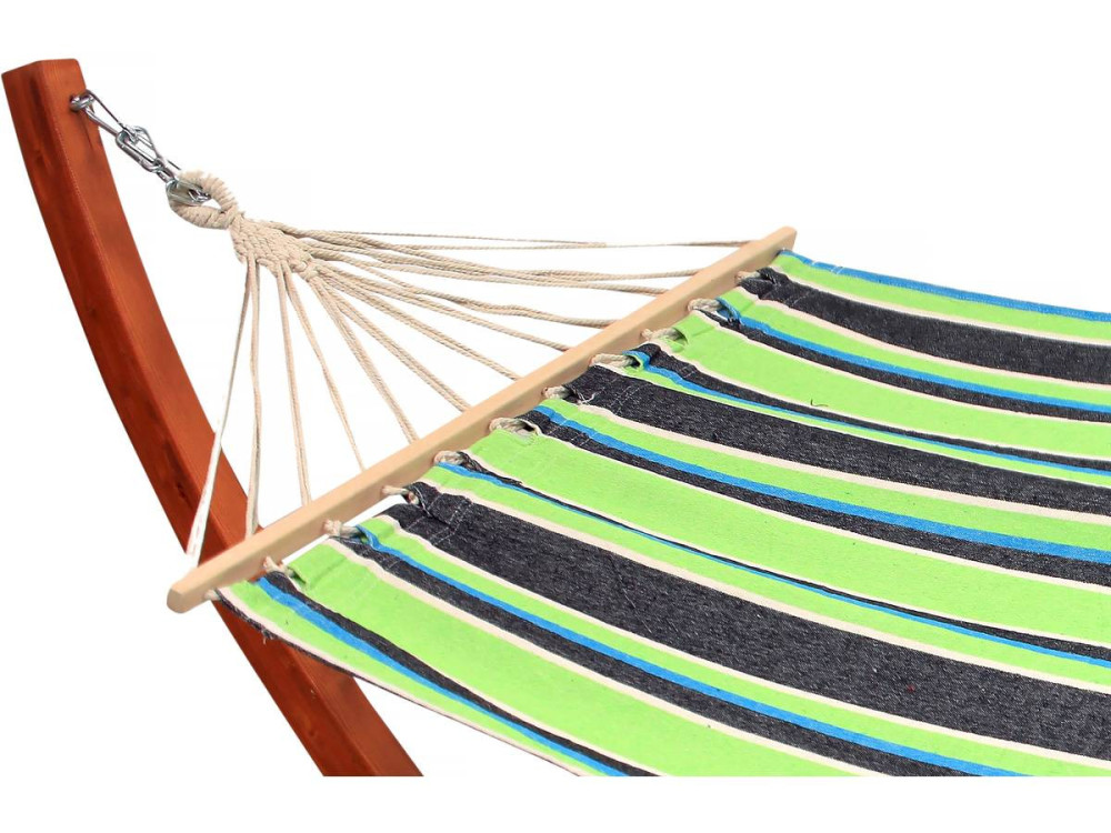 Coton fabric hammock with a wooden frame "Dallas" - 3m - Mixed green