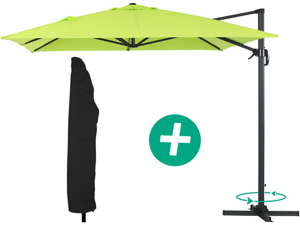 Outdoor garden umbrella "Sun 4" - Rectangle - 3 x 4 m - Green + Protective cover