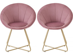 Set of 2 "Rosalie" velvet dining room chairs - Pink