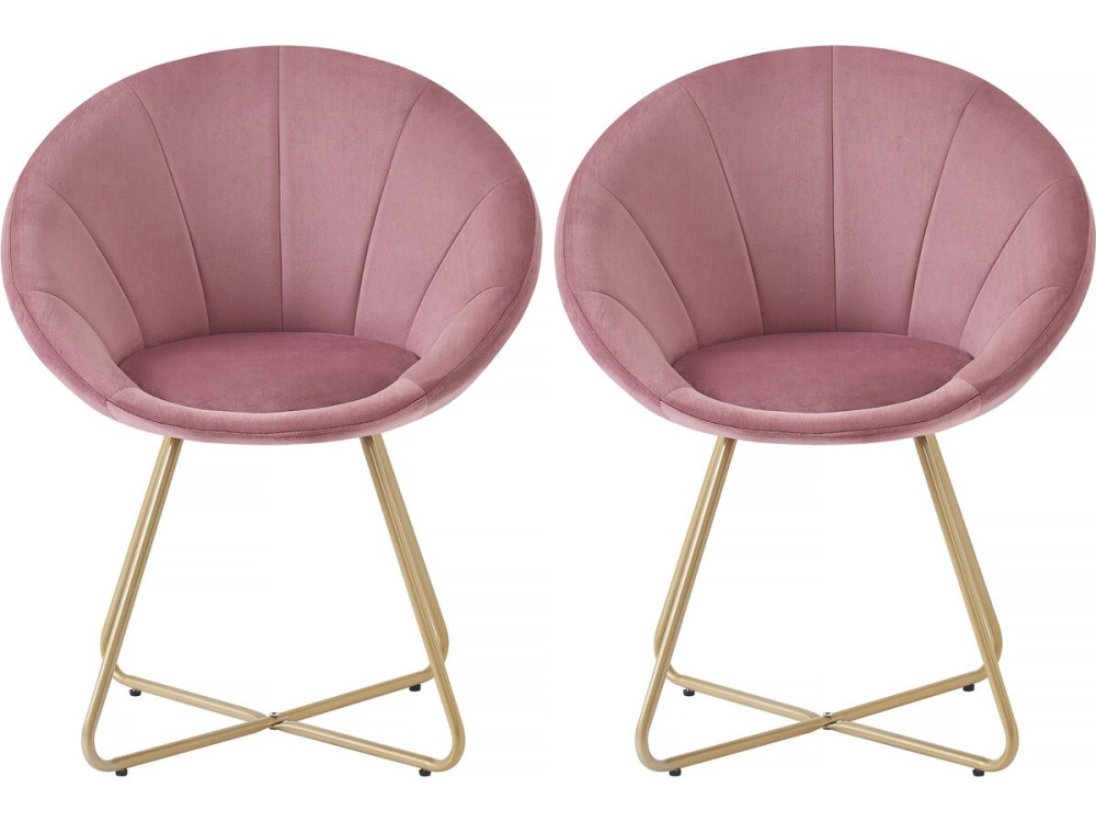 Set of 2 "Rosalie" velvet dining room chairs - Pink