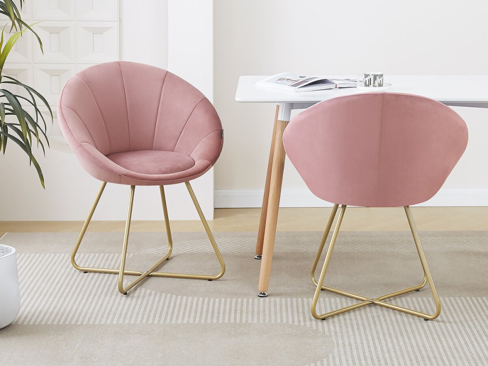 Set of 2 "Rosalie" velvet dining room chairs - Pink
