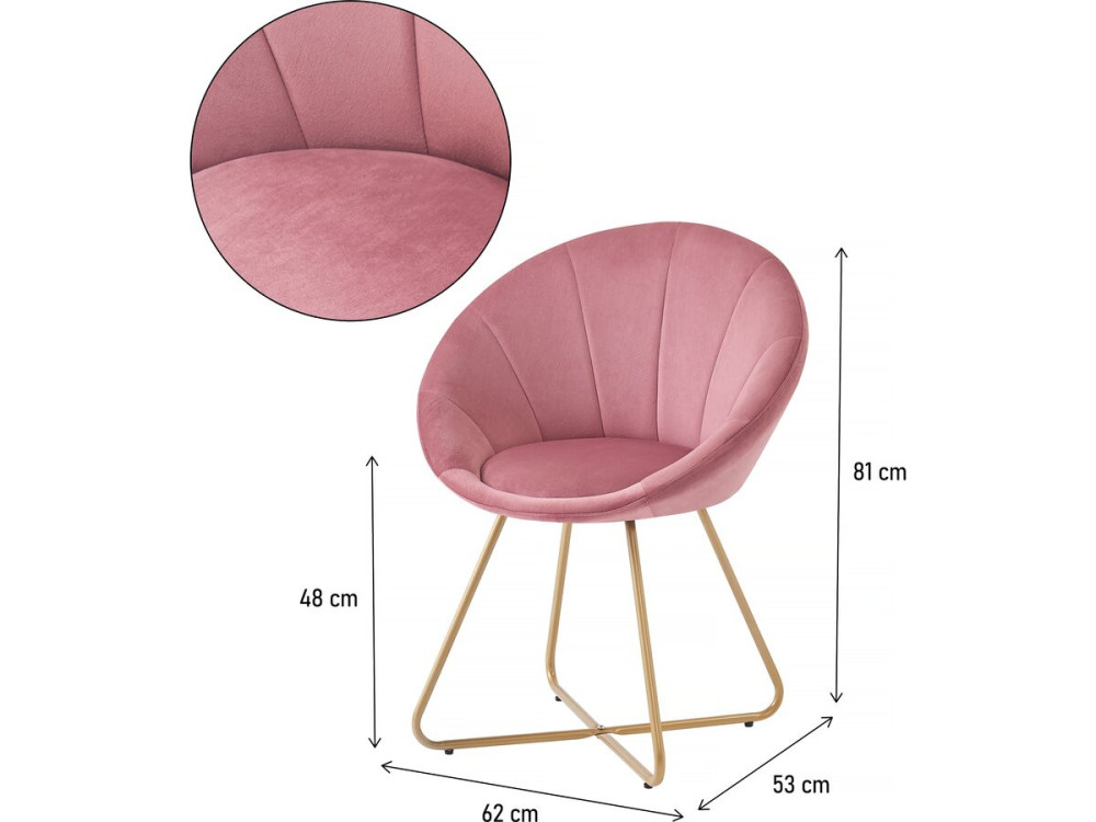 Set of 2 "Rosalie" velvet dining room chairs - Pink